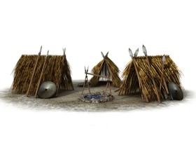 hut, ancient housing, 3d visualization, illustration © vadim_fl