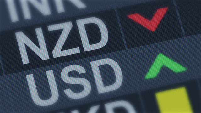 New Zealand currency falling, American dollar rising, exchange rate fluctuations