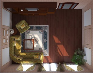 interior visualization, 3D illustration