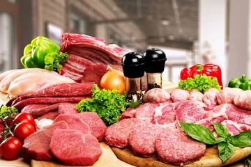 Fresh Raw Meat Background with vegetables