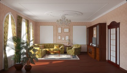 interior visualization, 3D illustration