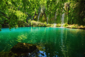 Pond with clear blue water in tropical