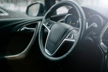 interior of a modern business class car. minimalistic design