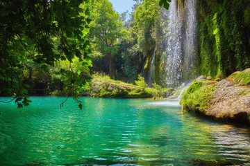 Pond with clear blue water in tropical