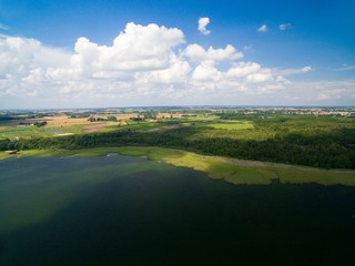 Fototapeta na wymiar Aerial view of Mamry Lake shore, Mazury, Poland