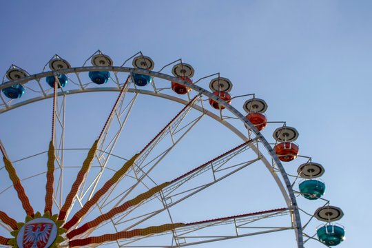 Colourful Big Ferris Wheel with Blue Sky