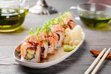 Close up on maki rolls