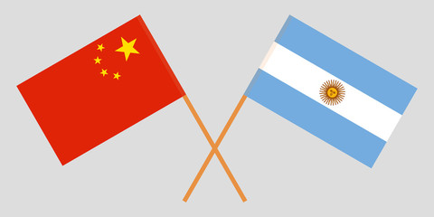 China and Argentina. The Chinese and Argentinean flags. Official colors. Correct proportion. Vector
