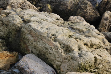 Light brown stone by the sea.