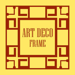 Art Deco vintage ornamental retro border frame. Old retro art deco element for vintage design. Retro art deco style.