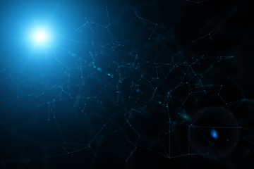 Artistic connection technologies with bright sunlight background. Illustration background.