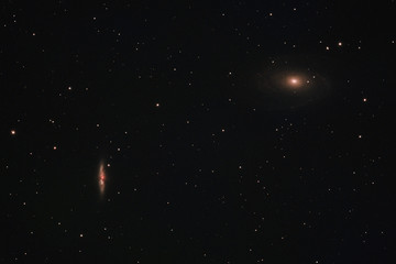 The Cigar and Bode's Galaxy in the constellation Ursa Major photographed from Mannheim in Germany.
