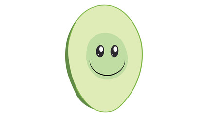 Avocado cute character. Avocado smile sticker.