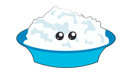 Cottage cheese cute character. Cottage cheese smile sticker. Smiling foods with faces