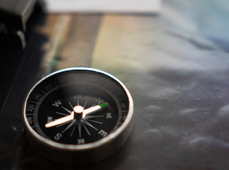 background. compass for traveling and hiking