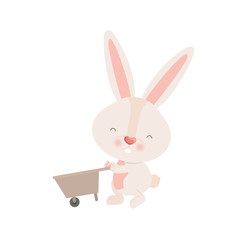 bunny with wheelbarrow isolated icon 