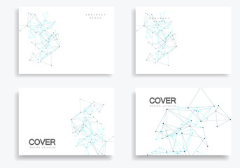 Brochure template layout and cover design annual report, magazine in A4 with polygonal triangles and connected lines and dots