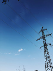 power line against the blue sky