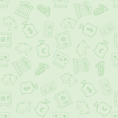 Hand drawn business finance supplies in seamless pattern. Vector illustration