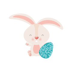 easter rabbit with egg isolated icon