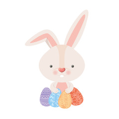 easter rabbit with egg isolated icon