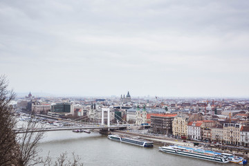 View of Budapest and the river Danube from the Citadella, Hungary