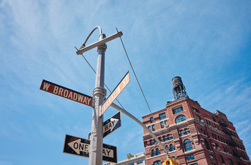 West Broadway and Franklin Street sign in Lower Manhattan, New York, USA.