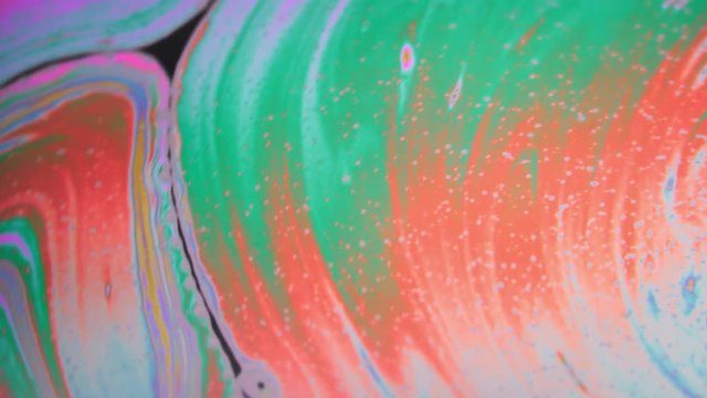 Wonderful structure of colorful bubbles. Chaotic motion.