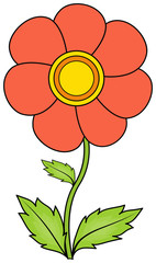 Blossom flower isolated on white background, vector illustration.