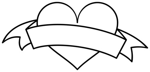Heart with ribbon outline.