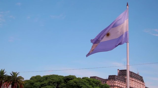 Slow motion shot of the Argentina Flag from the beautiful country in South America.