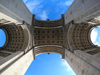 Arc de Triomphe in Paris as seen from under the arc