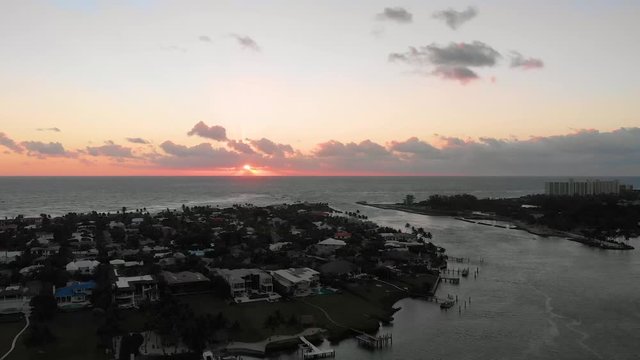 Sunrise View Of Ocean And Jupiter Inlet And Jupiter Inlet Colony