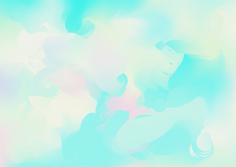 Hologram Magic Dreamy Vector Background. Rainbow Girlie Iridescent Gradient, Holographic Fluid Poster Wallpaper. Bright Pearlescent Hologram Fairy Cool Web Banner. Modern Tech Music Sound.