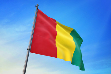 Guinea flag waving on the blue sky 3D illustration