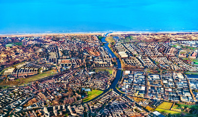 Aerial view of Katwijk town in the Netherlands