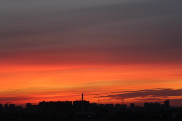 sunset over city