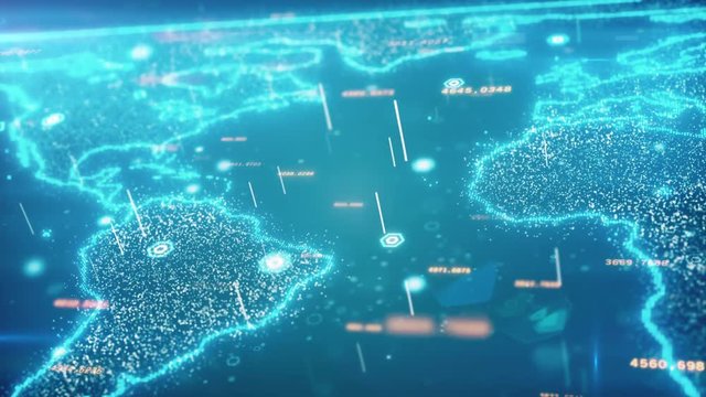 Global world map business concept of communication and information transfer in the world