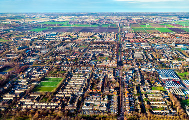 Aerial view of Nieuw-Vennep town in the Netherlands