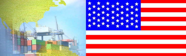 Fototapeta premium US and China as two opposing economic dispute over import and exports or economic World trade war