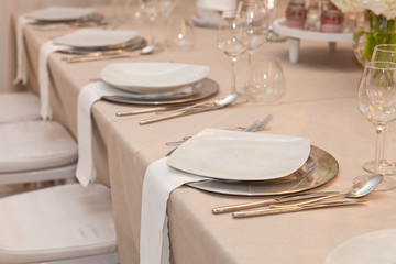 Table set for an event party or wedding reception
