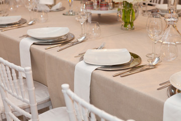 Table set for an event party or wedding reception
