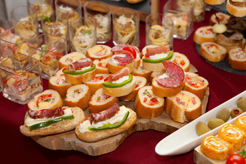 Catering food, colorful canapes