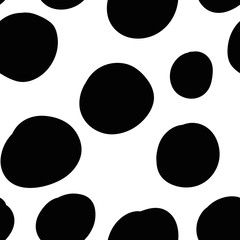 Geometrical background with uneven circles. Abstract round seamless pattern. Hand drawn dots pattern on white background. Vector illustration.  