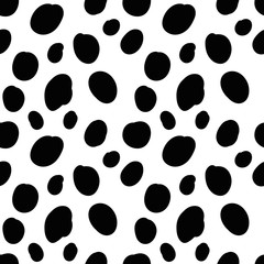 Geometrical background with uneven circles. Abstract round seamless pattern. Hand drawn dots pattern on white background. Vector illustration.  