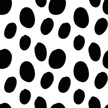 Geometrical background with uneven circles. Abstract round seamless pattern. Hand drawn dots pattern on white background. Vector illustration.  