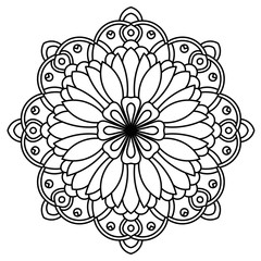 Outline Mandala. Ornamental round doodle flower isolated on white background. Geometric circle element. Vector illustration.