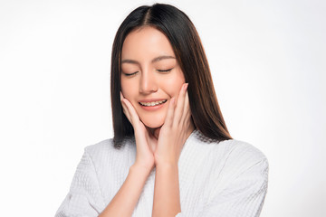 Beautiful Young asian Woman with Clean Fresh Skin