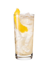 Refreshing Whiskey Soda Cocktail on White