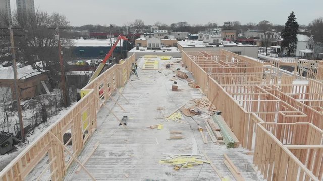 Building in process, framing walls
